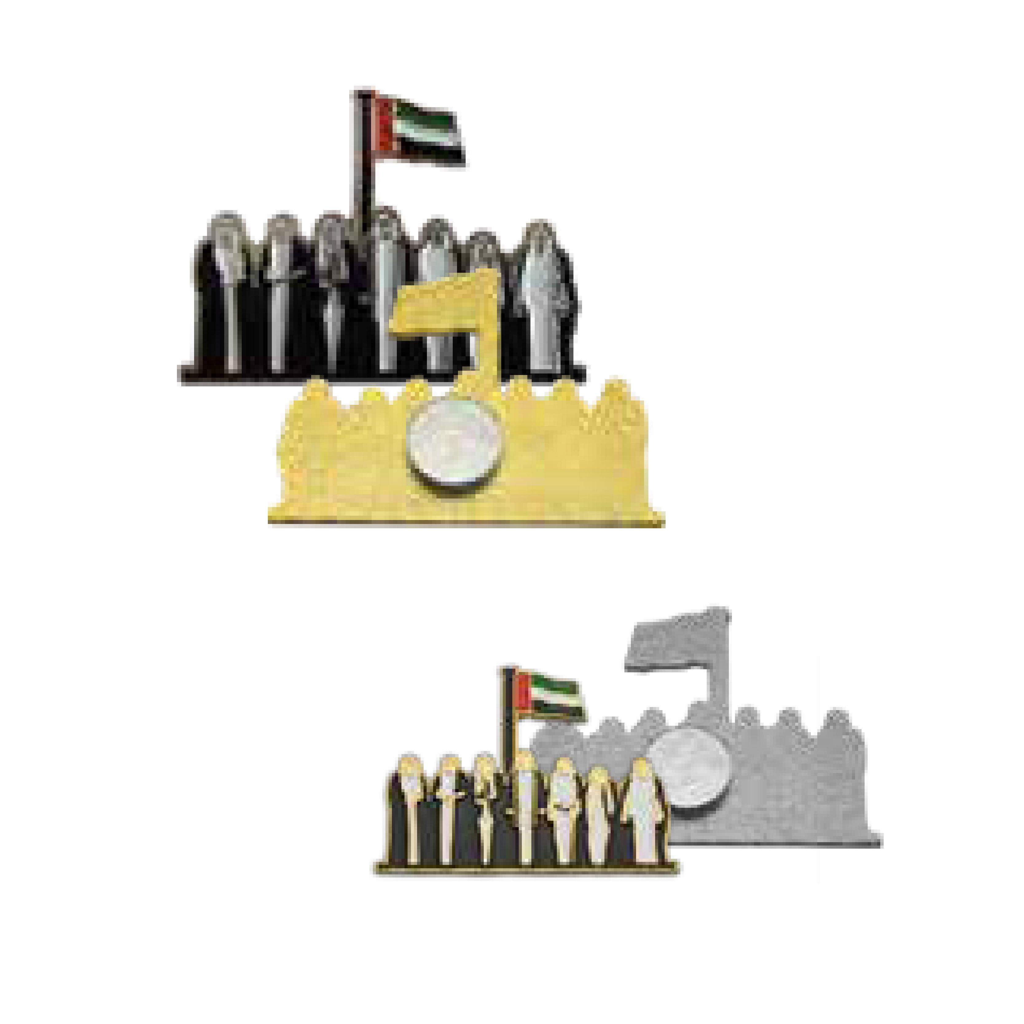 Metallic UAE National Pride Lapel Pins With Logo